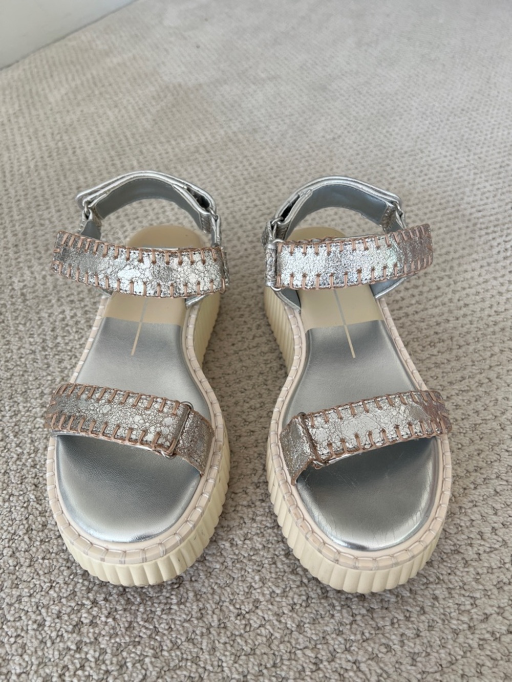 Dolce Vita “Debra” Distressed Silver Platform Sandals